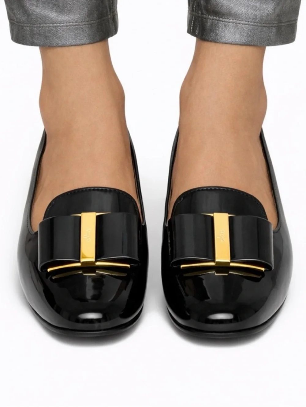 Salvatore Ferragamo Sarno Black Patent Leather Bow Loafers  Old Money Capsule